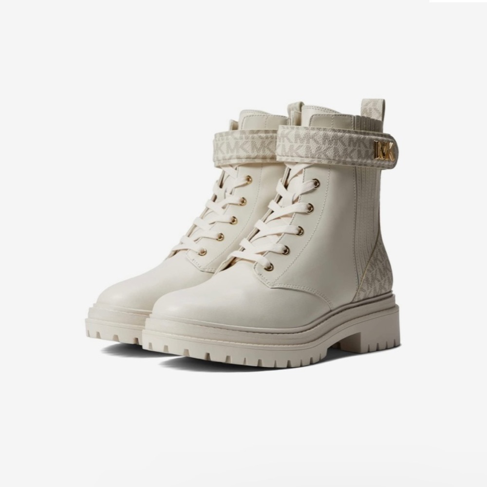 Michael Kors stark combat boots cream